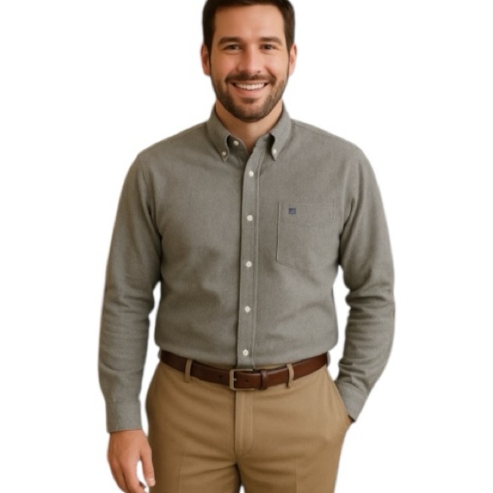 NWT Men’s Gray Thin Flannel Button Down‎ Shirt L Crown & Ivy Classic Fit Preppy